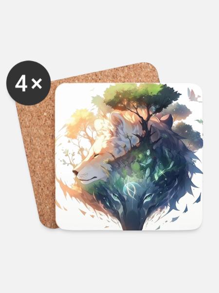 Wolves - Coasters (set of 4) - white