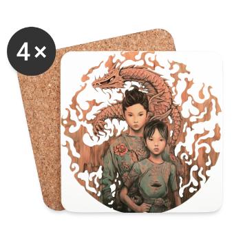 The Fire Dragon - Coasters (set of 4) - white - Front