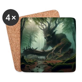 Troll in mysterious forest - Coasters (set of 4) - white - Front