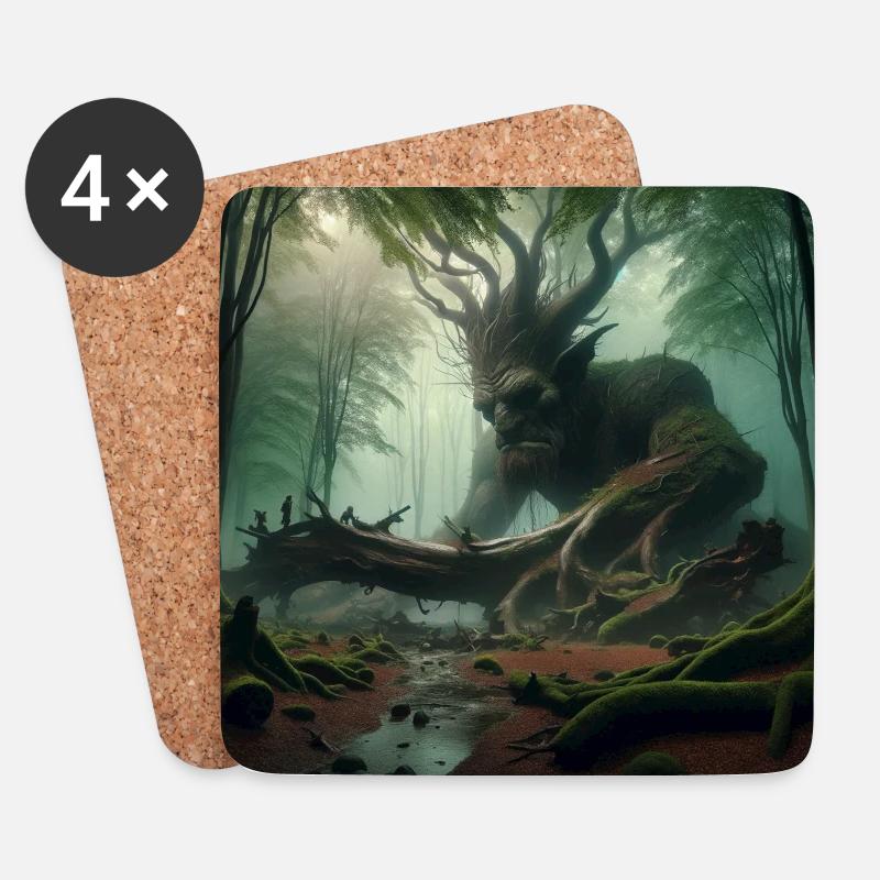 Troll in mysterious forest - Coasters (set of 4) - white