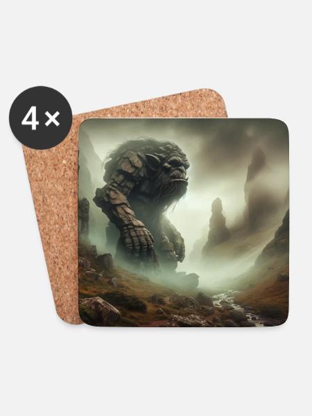 Troll im Nebel - Untersetzer (4er-Set) - Weiß
