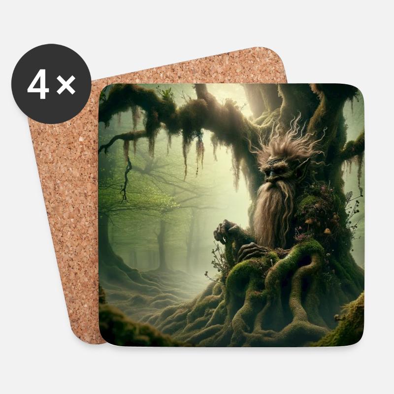 Troll im Baum - Untersetzer (4er-Set) - Weiß
