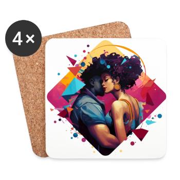 Afro Art - Dessous de verre (lot de 4) - blanc - Devant