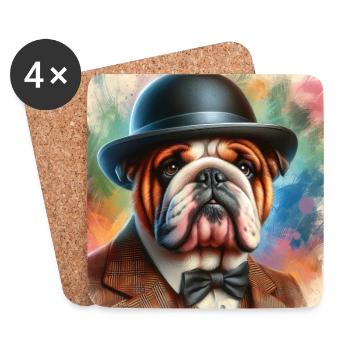 Bouledogue anglais peinture Splash Art - Dessous de verre (lot de 4) - blanc - Devant