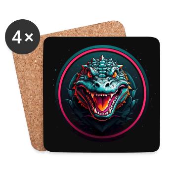 colorful crocodile portrait - Coasters (set of 4) - white - Front