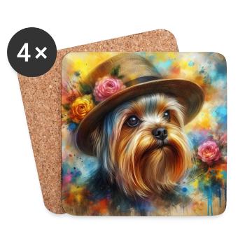 Yorkshire Terrier Splash Art - Untersetzer (4er-Set) - Weiß - Vorne
