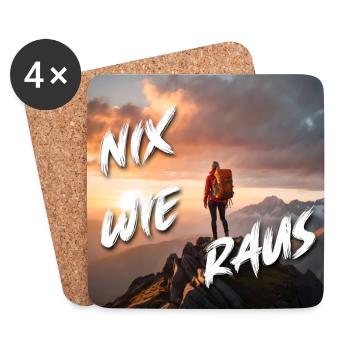 Nix wie raus - auf dem Berggipfel, Wandern - Untersetzer (4er-Set) - Weiß - Vorne