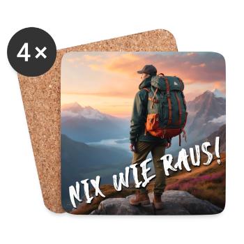 Nix wie raus - auf dem Berggipfel, Wandern - Untersetzer (4er-Set) - Weiß - Vorne