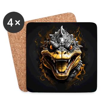 Angry crocodile alligator with glowing eyes - Coasters (set of 4) - white - Front