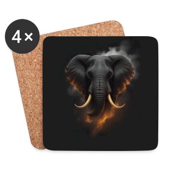Elephant portrait - Coasters (set of 4) - white - Front