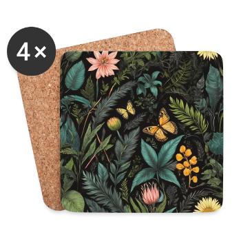 butterfly's in foliage #butterfly #flowers - Coasters (set of 4) - white - Front