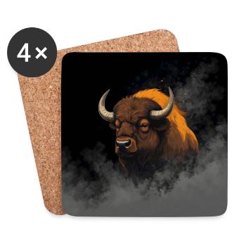 Bison portrait of proud bison bull - Coasters (set of 4) - white - Front