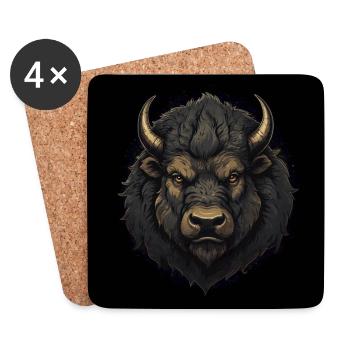 Bison portrait of proud bison bull - Coasters (set of 4) - white - Front