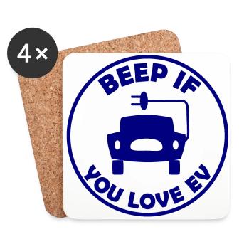 Conduire une voiture électrique - Dessous de verre (lot de 4) - blanc - Devant