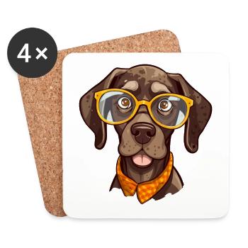 Deutsch Kurzhaar Hund Rasse Aquarell Ca - Untersetzer (4er-Set) - Weiß - Vorne