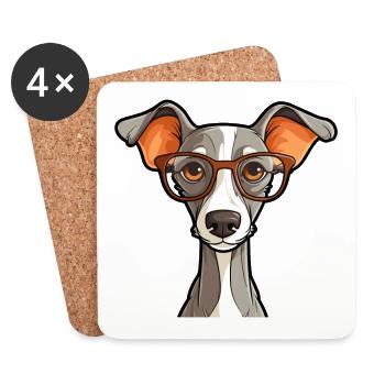 Italian Greyhound Dog Breed Watercolor Cartoon Kaw - Coasters (set of 4) - white - Front