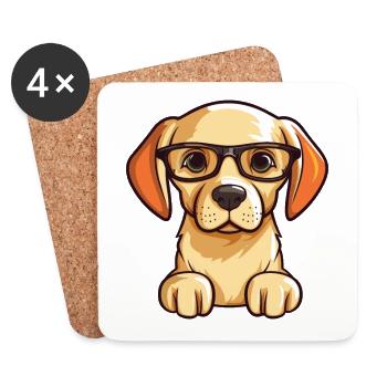 Labrador Retriever Dog Breed Watercolor Cartoon Ka - Coasters (set of 4) - white - Front