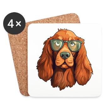 Irish Setter Dog Breed Watercolor Cartoon Kawaii G - Coasters (set of 4) - white - Front
