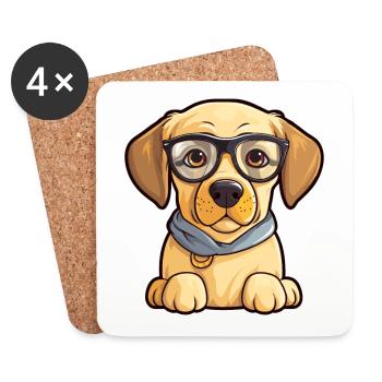 Labrador Retriever Dog Breed Watercolor Cartoon Ka - Coasters (set of 4) - white - Front