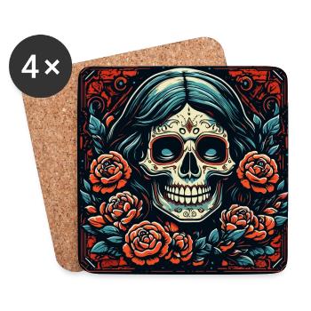 La Catrina / Dia de Muertos / Tatouage / Culture - Dessous de verre (lot de 4) - blanc - Devant