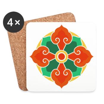 Korean Floral Ornament - Coasters (set of 4) - white - Front