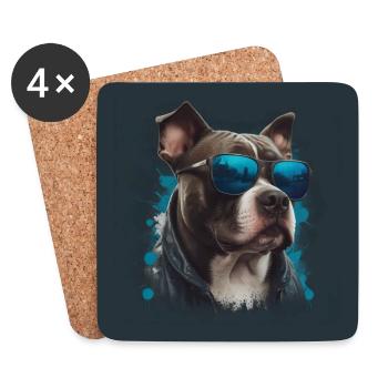 Cooler Staffordshire Terrier mit Sonnenbrille - Untersetzer (4er-Set) - Weiß - Vorne
