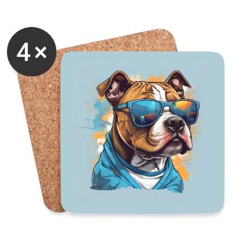 Cooler Staffordshire Terrier mit Sonnenbrille - Untersetzer (4er-Set) - Weiß - Vorne
