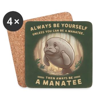 Sei Du selbst oder sei ein Manatee Lebensweisheit - Untersetzer (4er-Set) - Weiß - Vorne