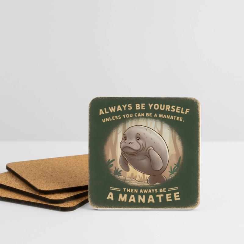 Sei Du selbst oder sei ein Manatee Lebensweisheit Untersetzer (4er-Set)