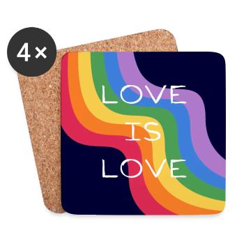 L’amour est l’amour. Design arc-en-ciel. - Dessous de verre (lot de 4) - blanc - Devant