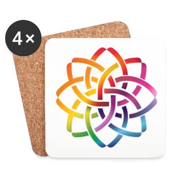 Fleur arc-en-ciel celtique noeud celtique coloré - Dessous de verre (lot de 4) - blanc - Devant