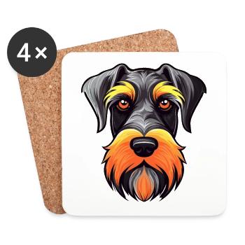 Standard Schnauzer Hund Rasse Aquarell Cartoon Ka - Untersetzer (4er-Set) - Weiß - Vorne