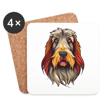 Spinoni Italiani Race Chien Aquarelle Dessin animé Kawa - Dessous de verre (lot de 4) - blanc - Devant