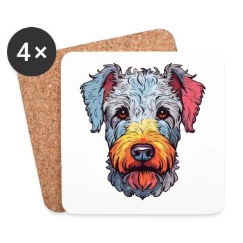 Pumi Chien Race Aquarelle Dessin animé Kawaii Coloré - Dessous de verre (lot de 4) - blanc - Devant