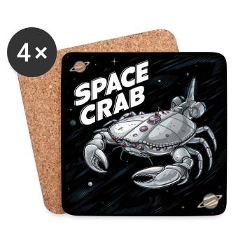 Space Crab Space Crab as a spaceship - Coasters (set of 4) - white - Front