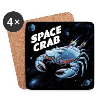 Space Crab Space Crab as a spaceship - Coasters (set of 4) - white - Front