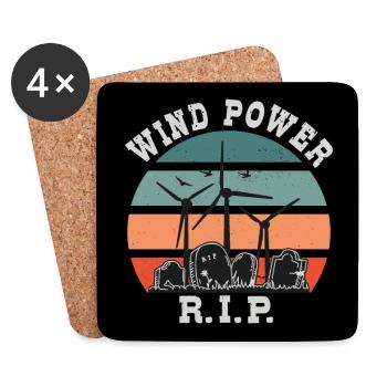 Windkraft RIP, Nein zu Windenergie - Untersetzer (4er-Set) - Weiß - Vorne