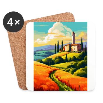 Toskana Italien Vintage Reiseplakat WPA Souvenir - Untersetzer (4er-Set) - Weiß - Vorne