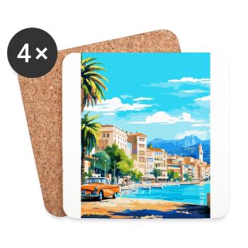 Cannes Frankreich Vintage Reiseplakat WPA Souvenir - Untersetzer (4er-Set) - Weiß - Vorne