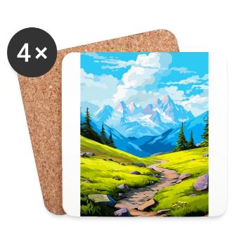 Ecrins National Park France Vintage Travel Poster - Coasters (set of 4) - white - Front