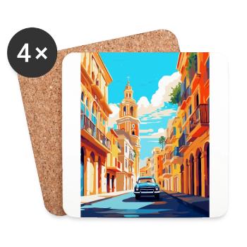 Valencia Spanien Vintage Reiseplakat Souvenir WPA - Untersetzer (4er-Set) - Weiß - Vorne