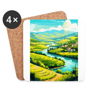 Douro-Tal Portugal Vintage Reiseposter WPA - Untersetzer (4er-Set) - Weiß - Vorne