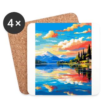 Lac de Varèse Italie Affiche de voyage vintage souvenir - Dessous de verre (lot de 4) - blanc - Devant