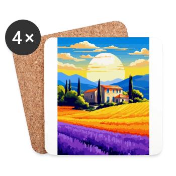 Provence Frankreich Vintage Reiseplakat Souvenir WPA - Untersetzer (4er-Set) - Weiß - Vorne
