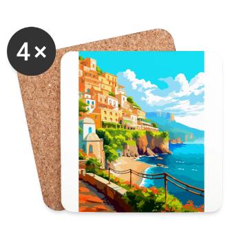 Amalfi Italien Vintage Reiseposter WPA Souvenir - Untersetzer (4er-Set) - Weiß - Vorne