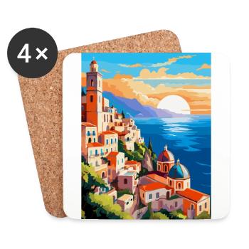 Amalfi Italy Vintage Travel Poster WPA Souvenir - Coasters (set of 4) - white - Front