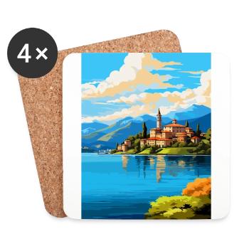 Lac d’Orta Italie Affiche de voyage vintage Souvenir WPA - Dessous de verre (lot de 4) - blanc - Devant