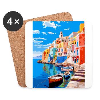 Ponza Italie Affiche de voyage vintage WPA Art Souvenir - Dessous de verre (lot de 4) - blanc - Devant