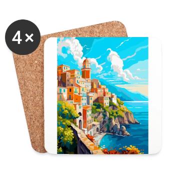 Amalfi Italy Vintage Travel Poster WPA Souvenir - Coasters (set of 4) - white - Front