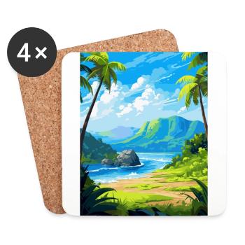 Parc national de la Guadeloupe France Affiche de voyage WPA - Dessous de verre (lot de 4) - blanc - Devant
